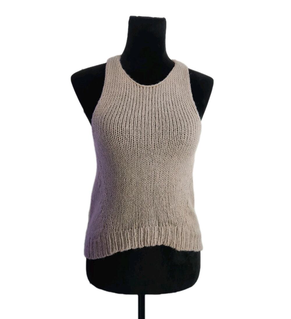 Kaufman Franco Women's Beige Alpaca Blend Knit Assymetrical Tank Top Size Xs